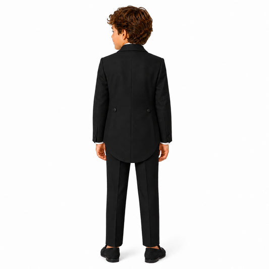 Gino Giovanni Boys 5-Piece Tailcoat Tuxedo Set - Black