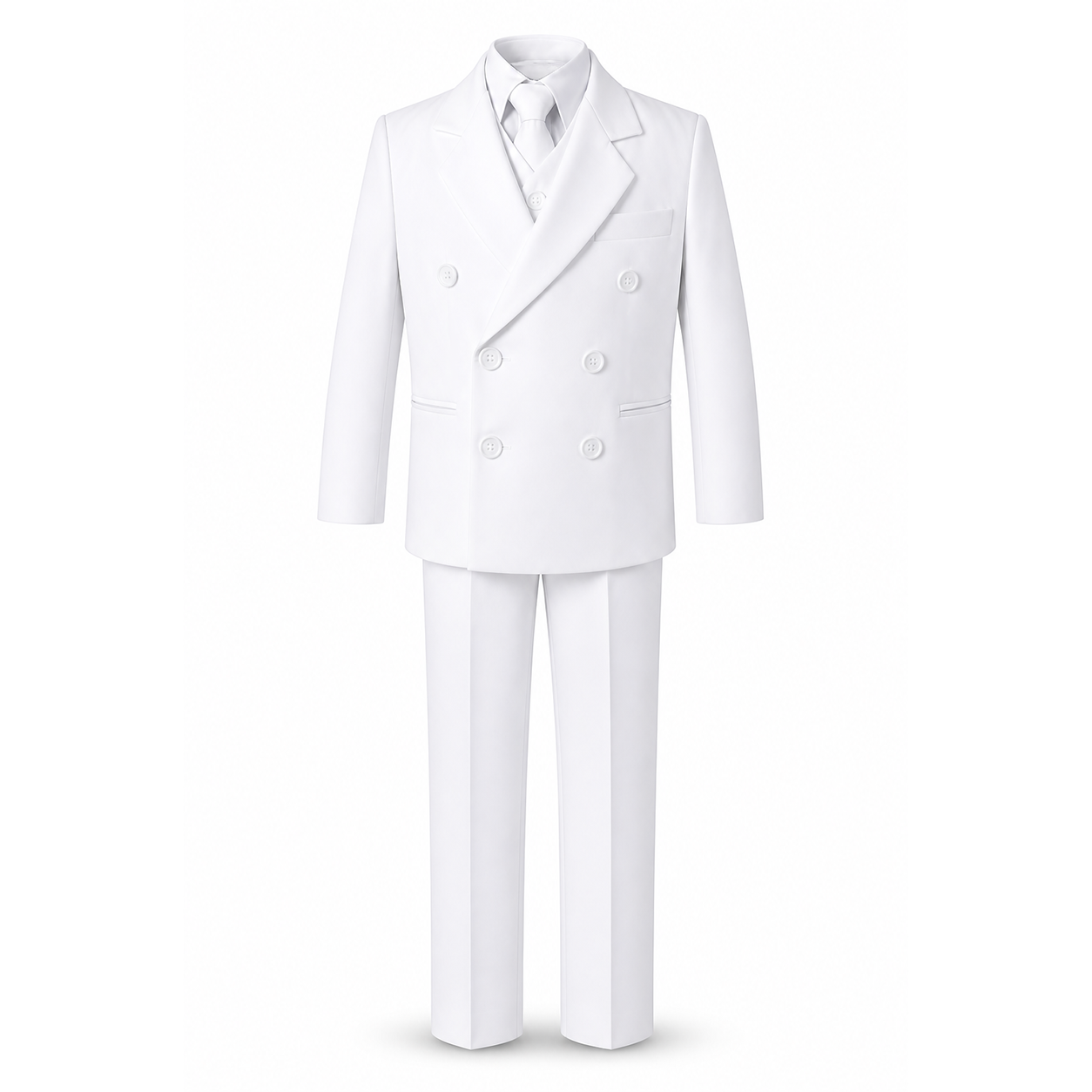 Johnnie Lene Boys Double Breasted 5-Piece Formal Suit Set Jacket Vest Shirt Tie Pants