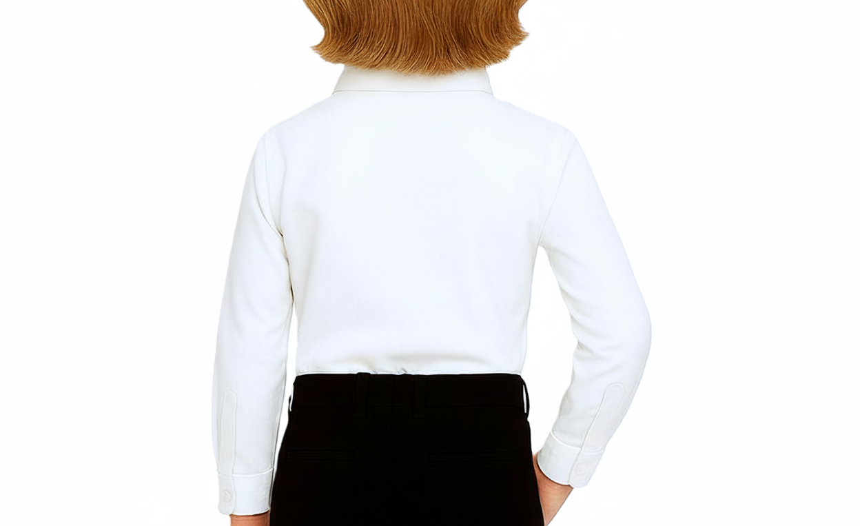Gino Giovanni Boys Pleated Tuxedo Shirt with Bow Tie - White back view