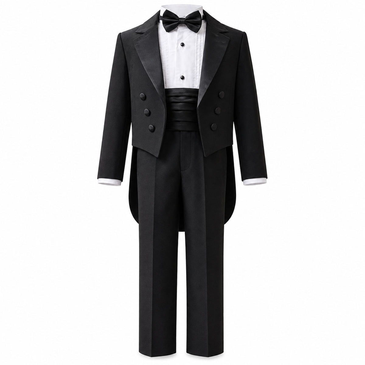 Gino Giovanni Boys 5-Piece Tailcoat Tuxedo Set - Black