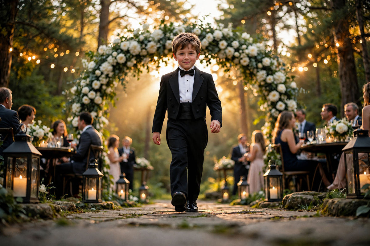 Gino Giovanni Boys 5-Piece Tailcoat Tuxedo Set Sizes Infants to Teen