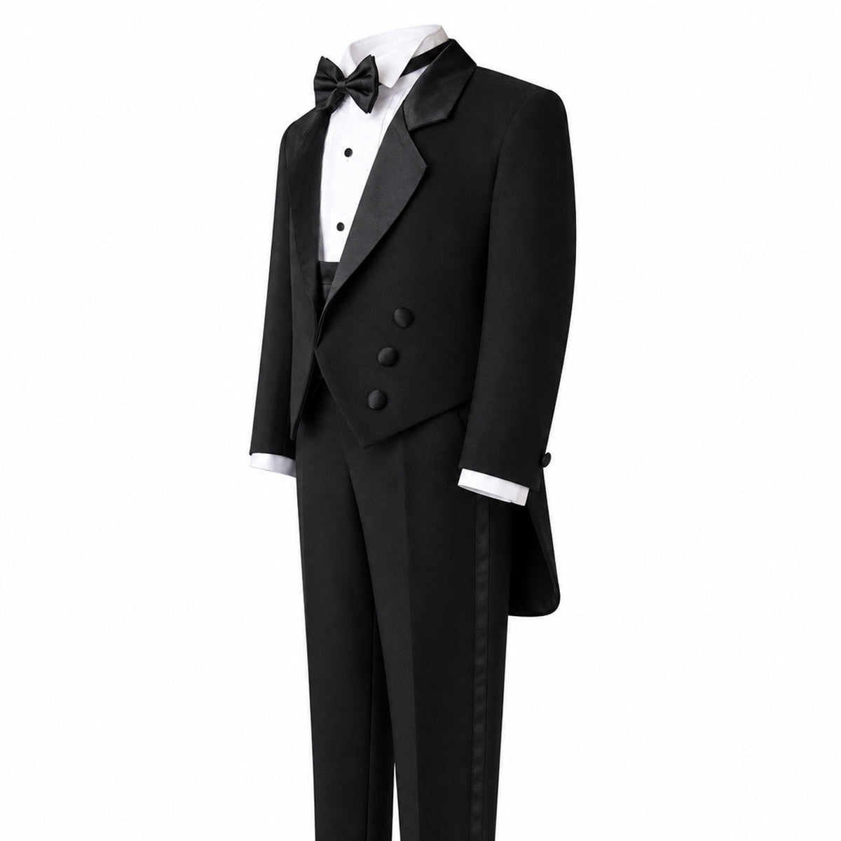 Gino Giovanni Boys 5-Piece Tailcoat Tuxedo Set - Black