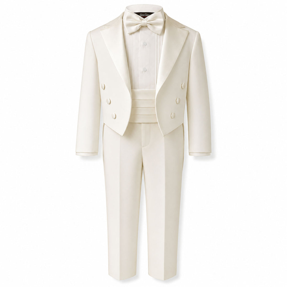 Gino Giovanni Boys 5-Piece Tailcoat Tuxedo Set - Ivory