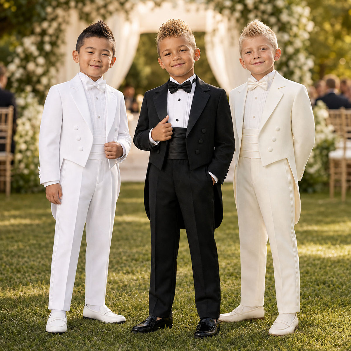 Gino Giovanni Boys 5-Piece Tailcoat Tuxedo Set - Black