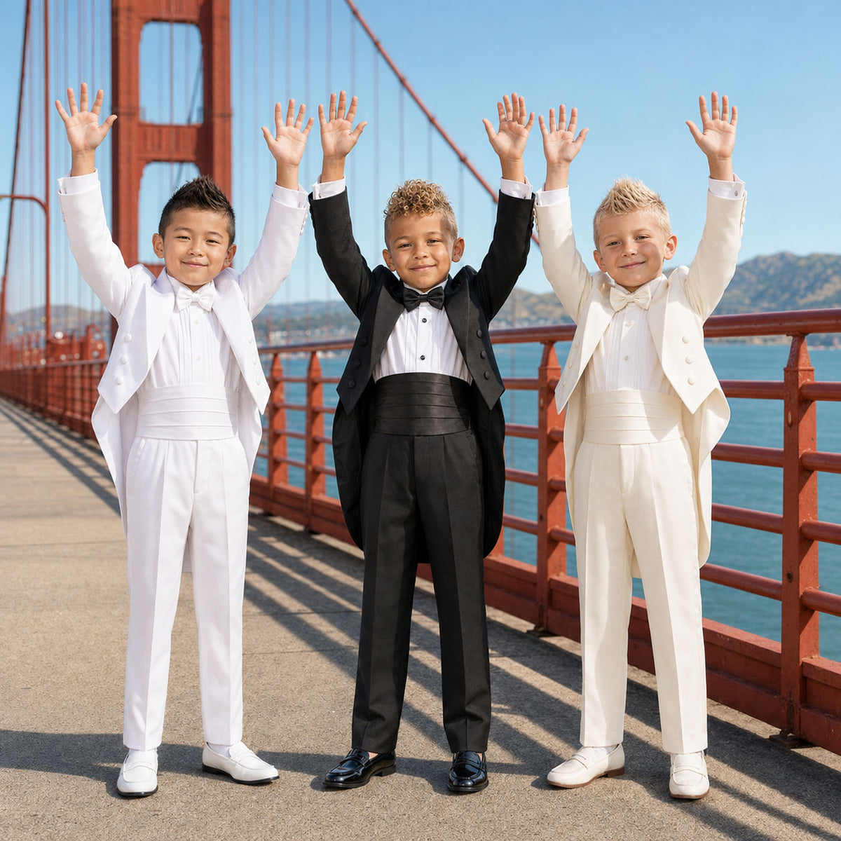 Gino Giovanni Boys 5-Piece Tailcoat Tuxedo Set - Black