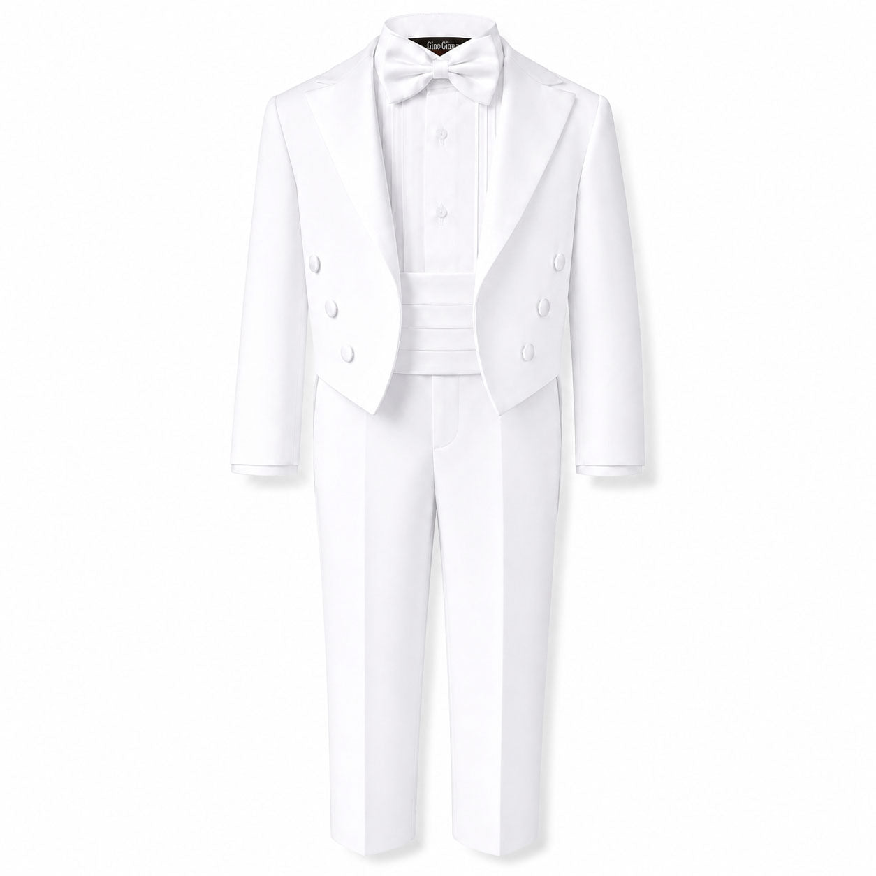 Gino Giovanni Boys 5-Piece Tailcoat Tuxedo Set - White