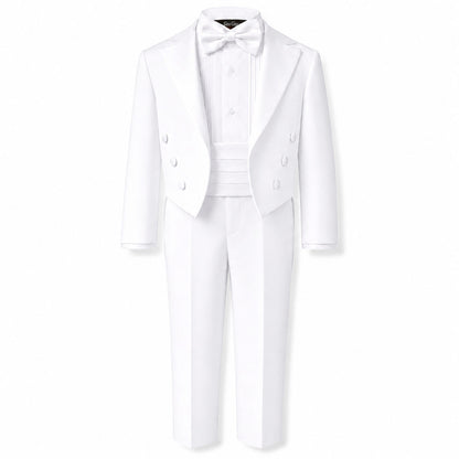 Gino Giovanni Boys 5-Piece Tailcoat Tuxedo Set - White