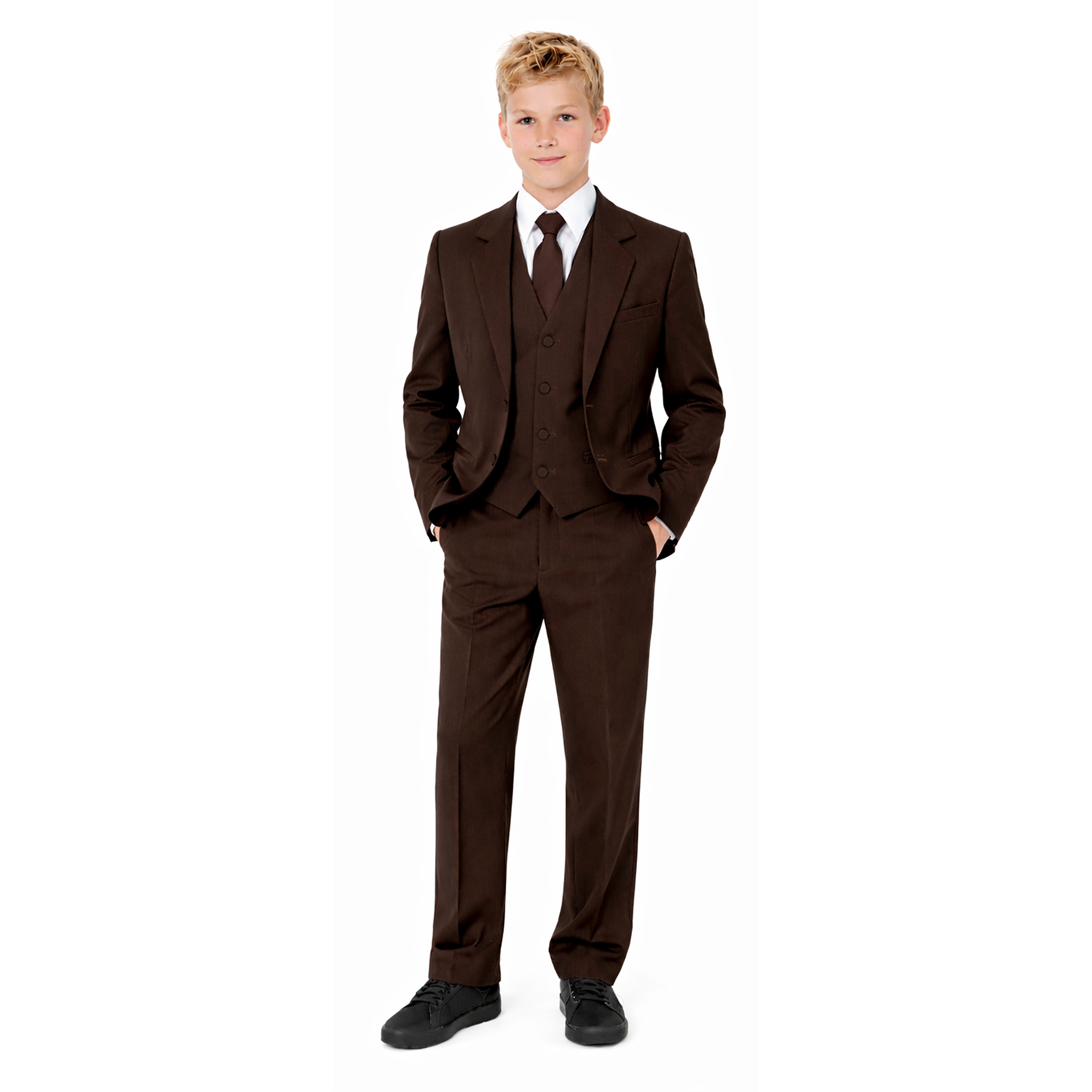 Gino Giovanni boys 5-piece formal suit set in Brown