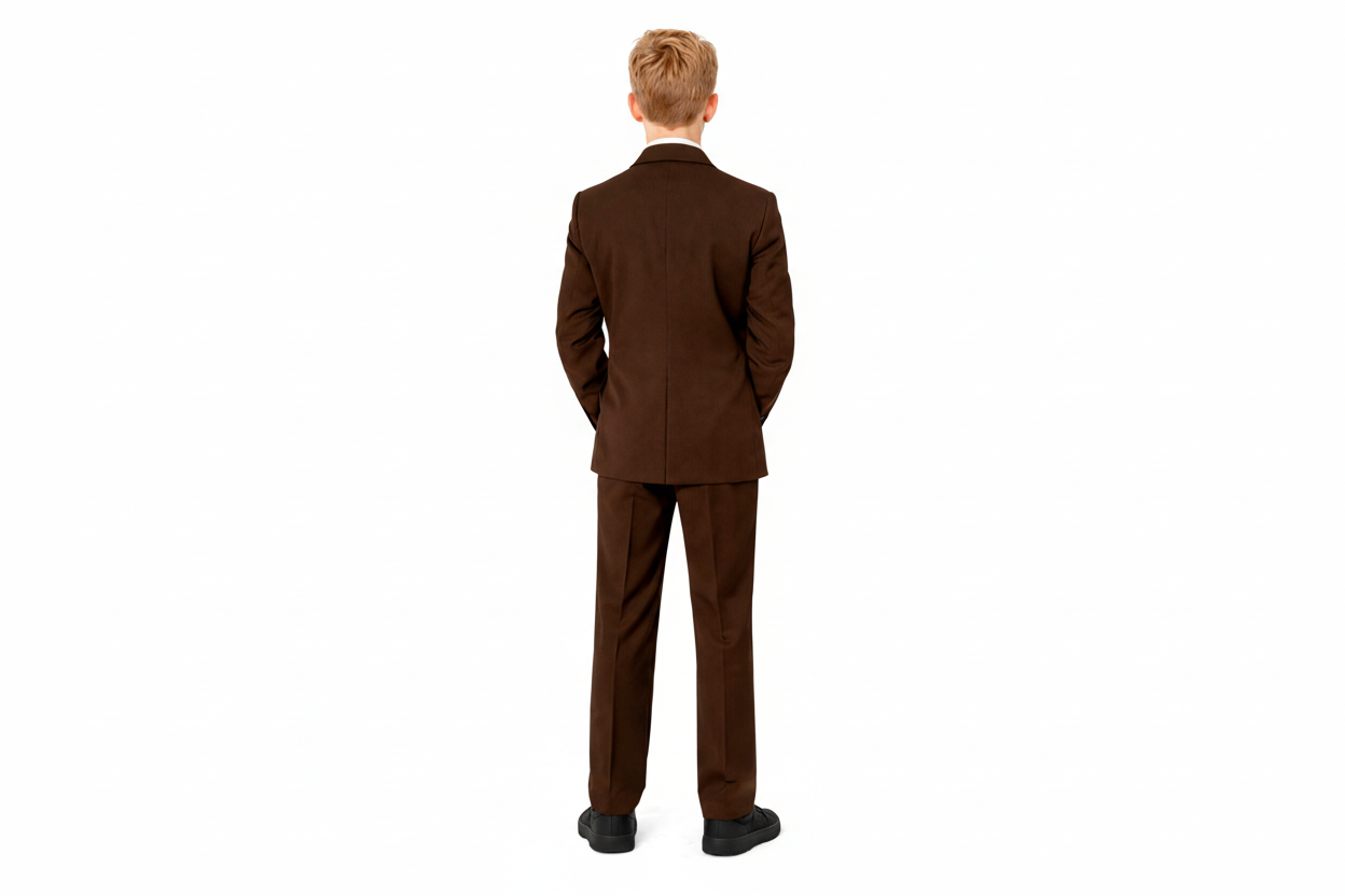 Gino Giovanni boys 5-piece formal suit set in Brown back view