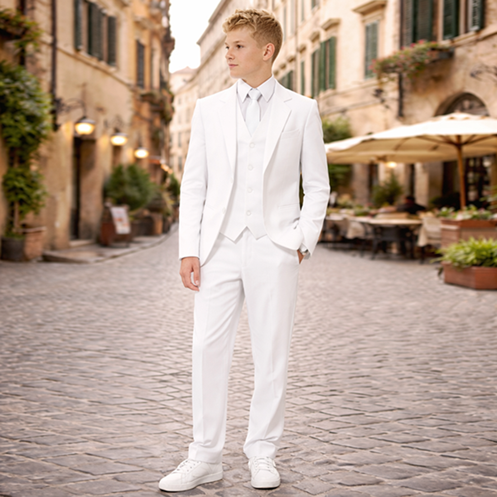 Gino Giovanni Boys 5-Piece Formal Suit Set with Vest, Shirt, Tie & Pants