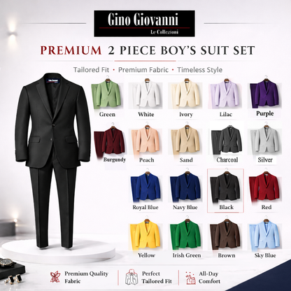 Gino Giovanni Boys 2-Piece Suit Set Formal Blazer Pants Classic Fit Kids Outfit