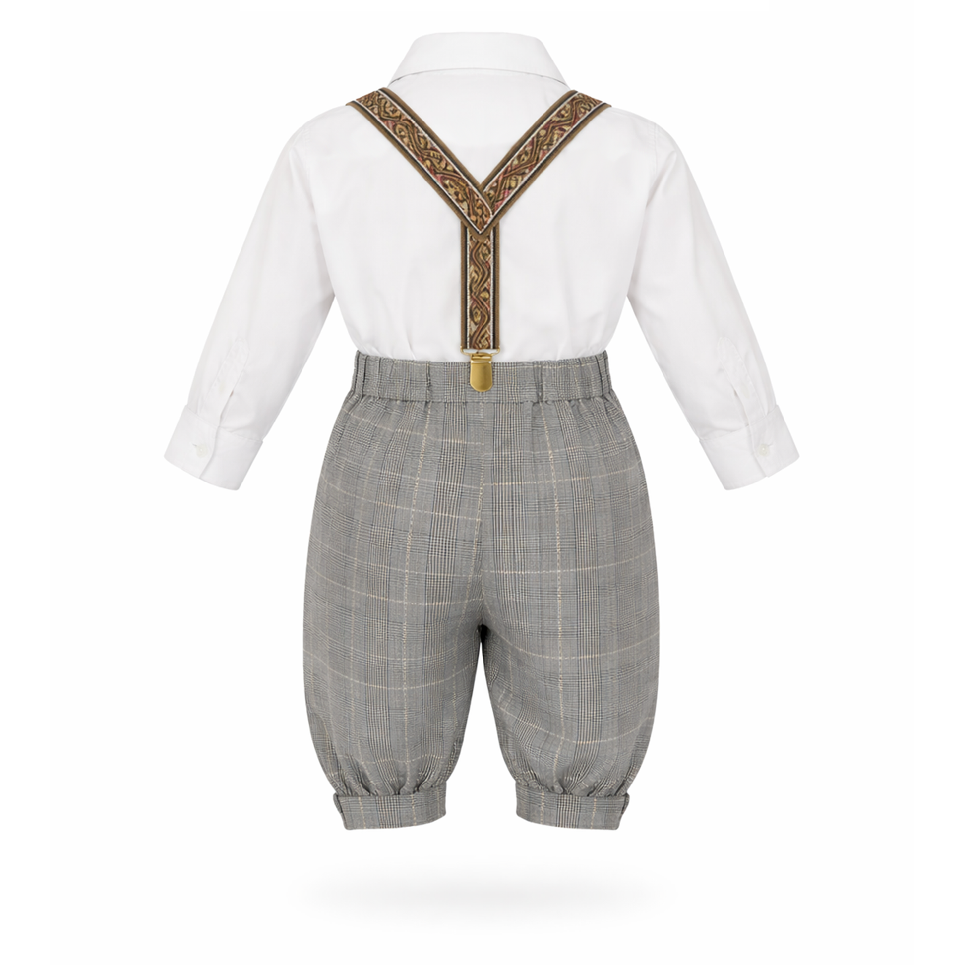 Gino Giovanni Boys Vintage Knicker Outfit with Suspenders, Bow Tie & Hat back view