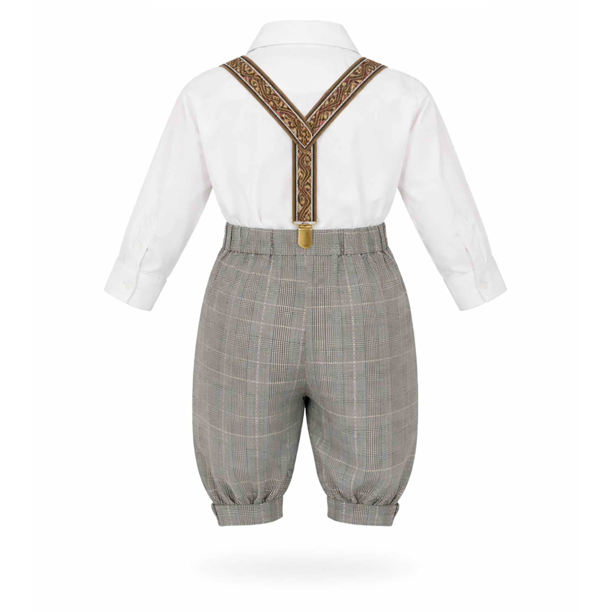 Gino Giovanni Boys Vintage Knicker Outfit with Suspenders, Bow Tie & Hat back view