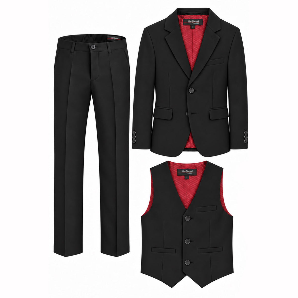 Gino Giovanni G328 boys' 3-piece suit collection in black