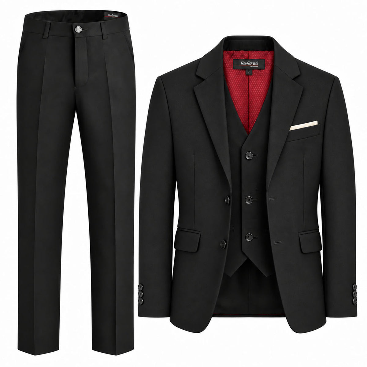 Gino Giovanni G328 boys' 3-piece suit collection in black