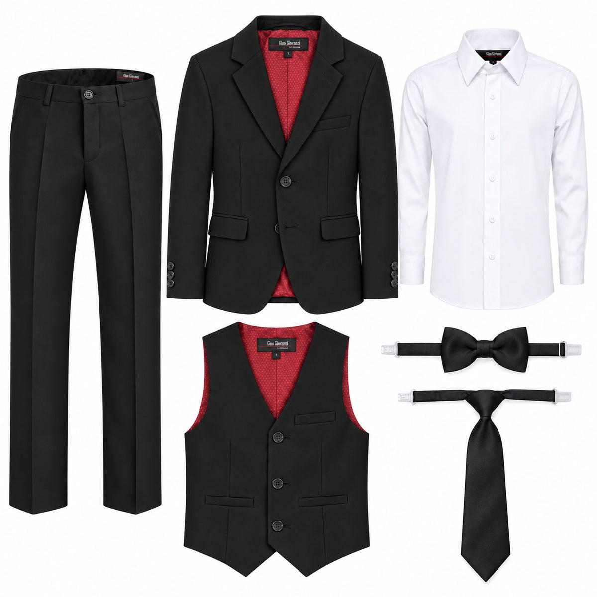 Gino Giovanni G328 boys' 6-piece suit collection in black