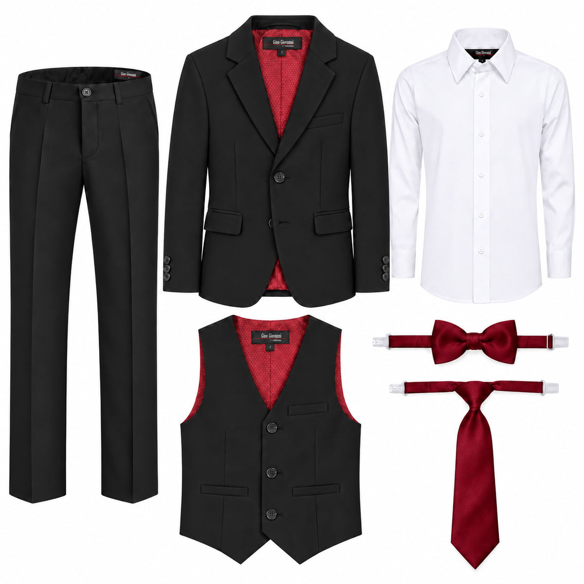 Gino Giovanni G328 boys' 6-piece suit collection in black