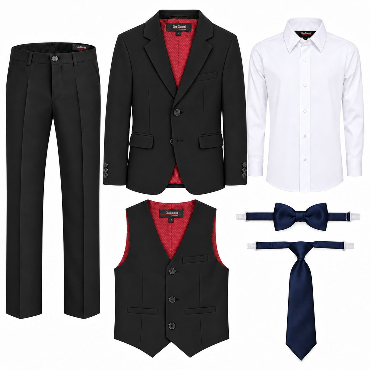 Gino Giovanni G328 boys' 6-piece suit collection in black