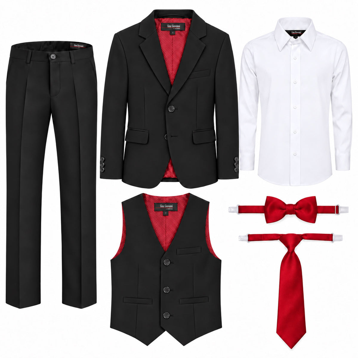 Gino Giovanni G328 boys' 6-piece suit collection in black
