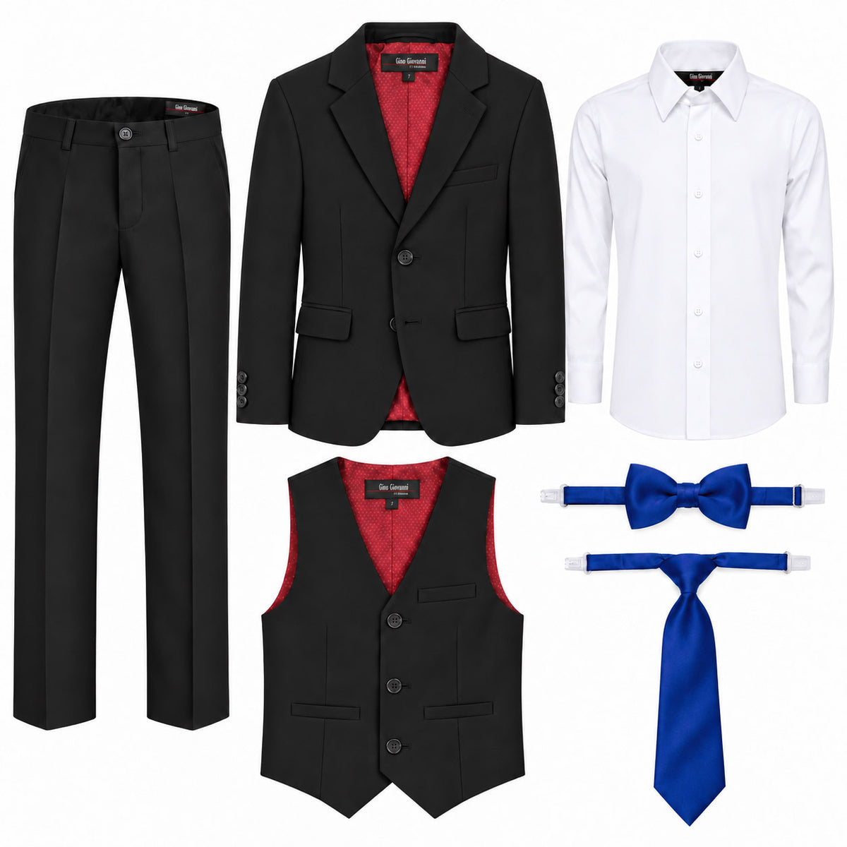 Gino Giovanni G328 boys' 6-piece suit collection in black