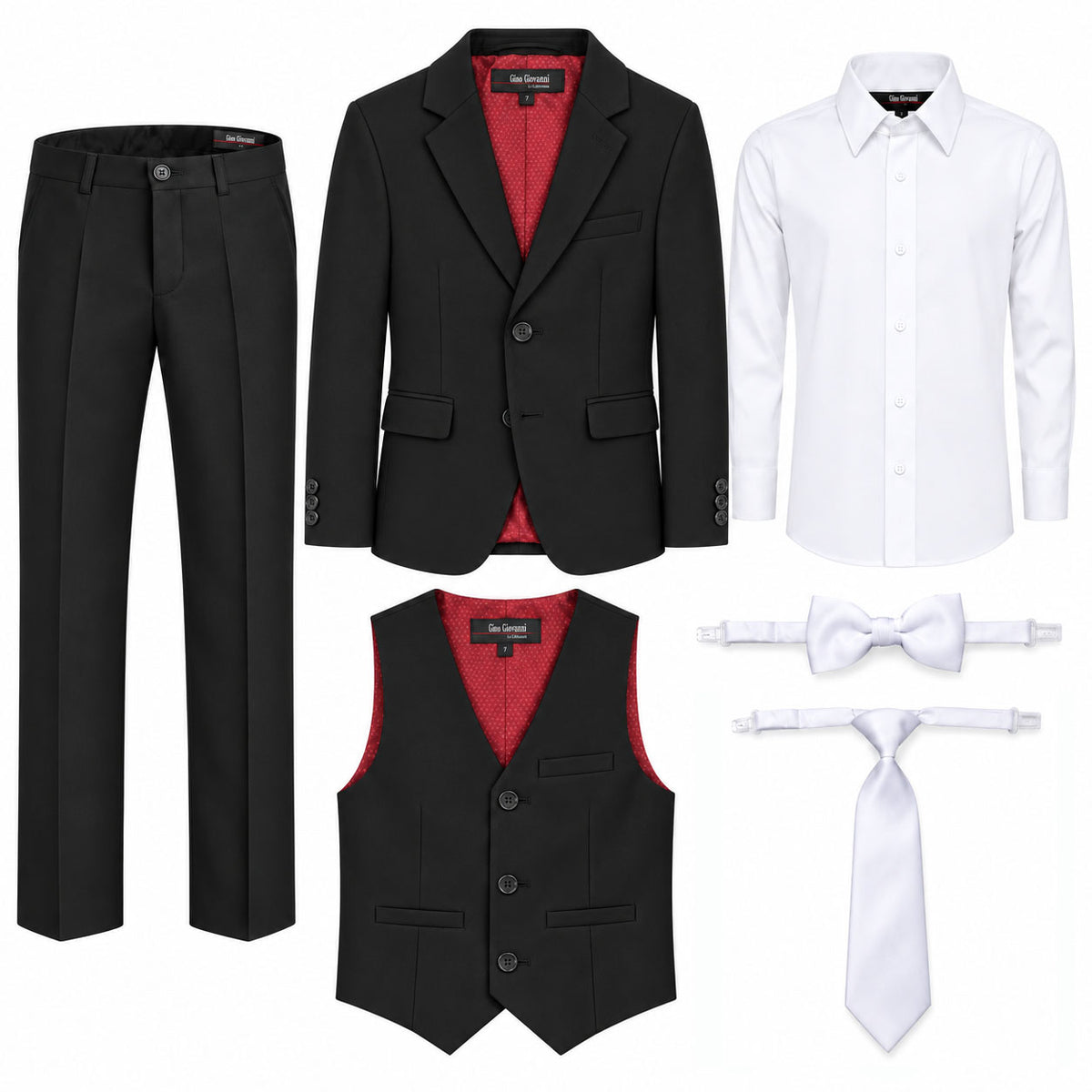 Gino Giovanni G328 boys' 6-piece suit collection in black