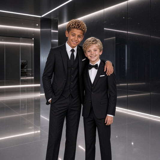 Gino Giovanni G328 boys' 3-piece suit collection in black