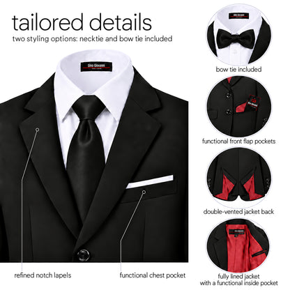 Gino Giovanni G328 boys' 6-piece suit collection in black