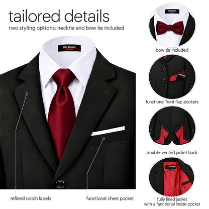 Gino Giovanni G328 boys' 6-piece suit collection in black