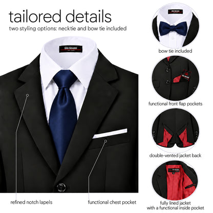 Gino Giovanni G328 boys' 6-piece suit collection in black