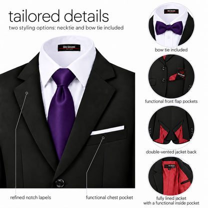 Gino Giovanni G328 boys' 6-piece suit collection in black