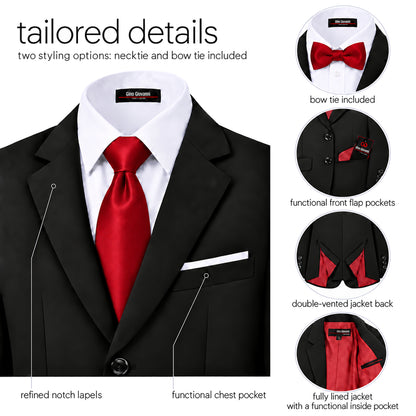 Gino Giovanni G328 boys' 6-piece suit collection in black