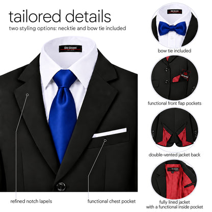 Gino Giovanni G328 boys' 6-piece suit collection in black