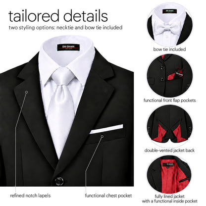 Gino Giovanni G328 boys' 6-piece suit collection in black