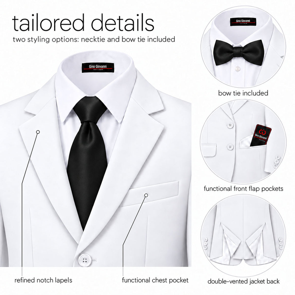 Gino Giovanni G328 boys' 6-piece suit collection in white