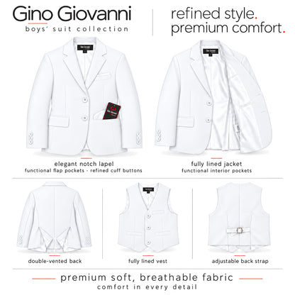 Gino Giovanni G328 boys' 6-piece suit collection in white