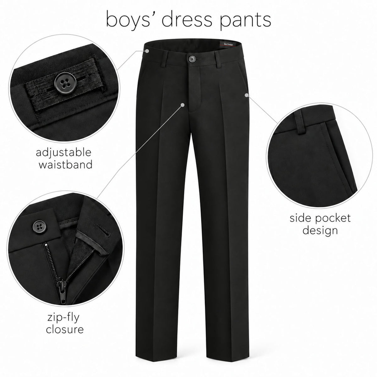 Gino Giovanni G328 boys' 3-piece suit collection in black