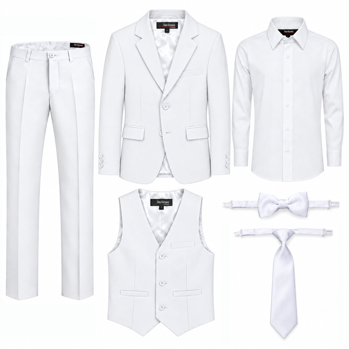 Gino Giovanni G328 boys' 6-piece suit collection in white