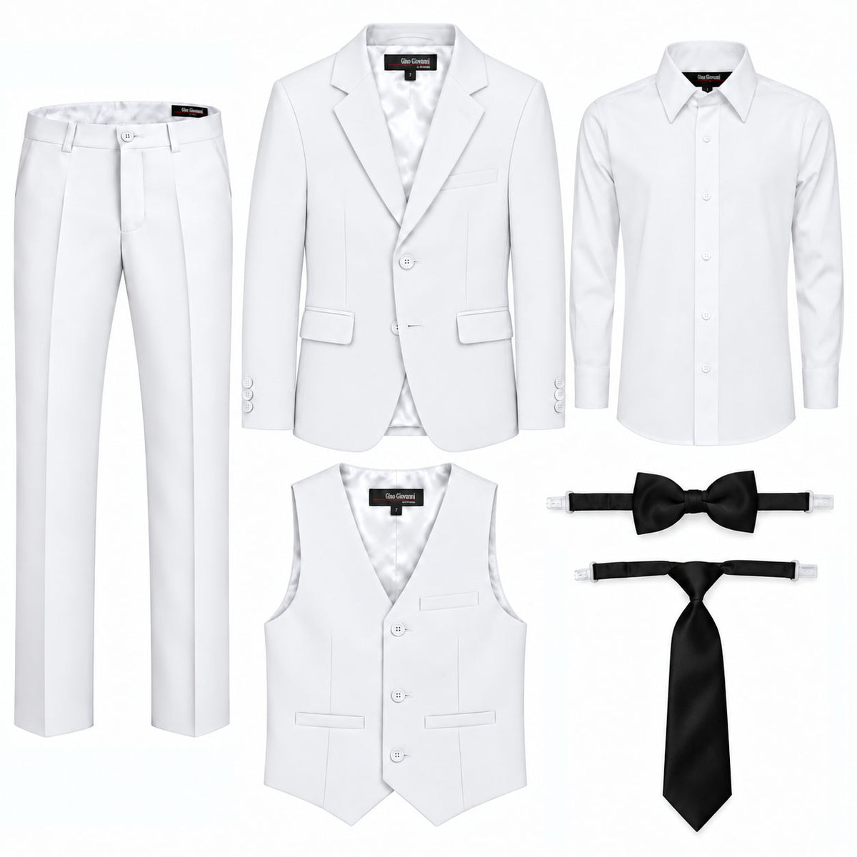 Gino Giovanni G328 boys' 6-piece suit collection in white