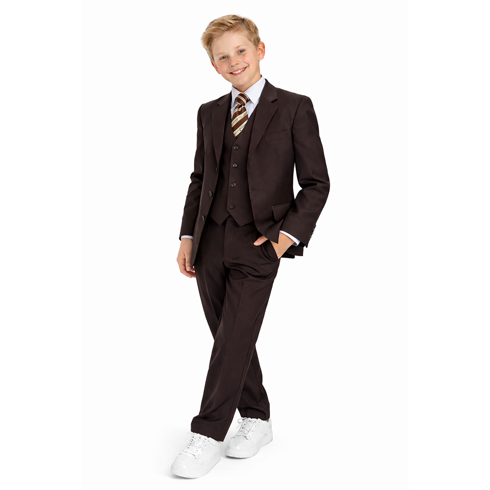 Gino Giovanni Boys 5 Piece Suit Set Wedding Ring Boy Formal Outfit Jacket Vest Pants Shirt Tie
