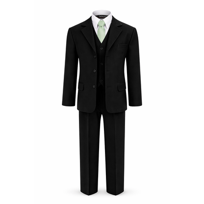 Gino Giovanni Boys 5 Piece Suit Set Wedding Ring Boy Formal Outfit Jacket Vest Pants Shirt Tie