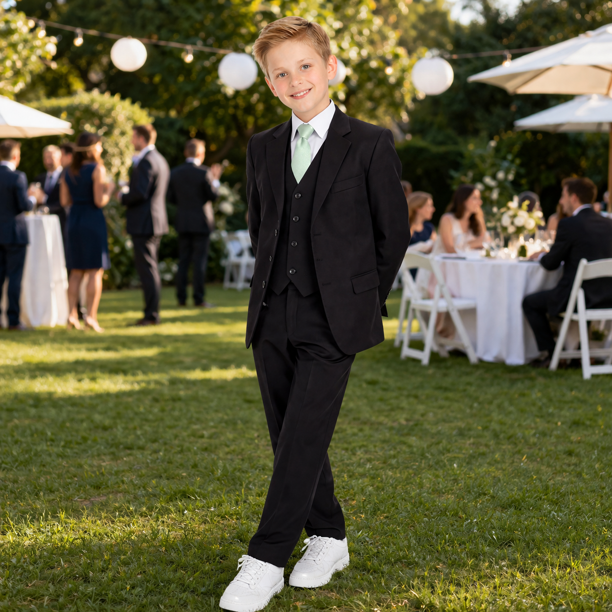Gino Giovanni Boys 5 Piece Suit Set Wedding Ring Boy Formal Outfit Jacket Vest Pants Shirt Tie