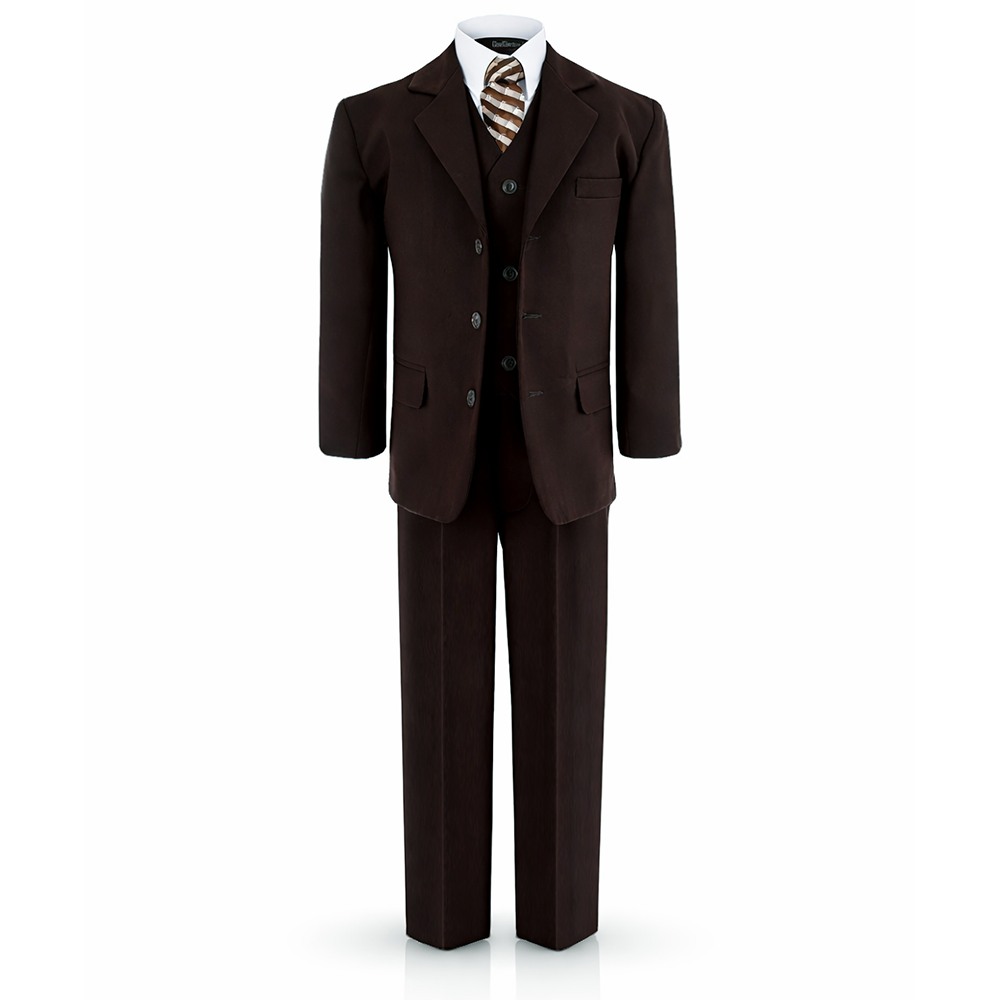 Gino Giovanni Boys 5 Piece Suit Set Wedding Ring Boy Formal Outfit Jacket Vest Pants Shirt Tie