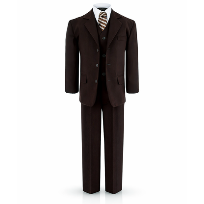 Gino Giovanni Boys 5 Piece Suit Set Wedding Ring Boy Formal Outfit Jacket Vest Pants Shirt Tie