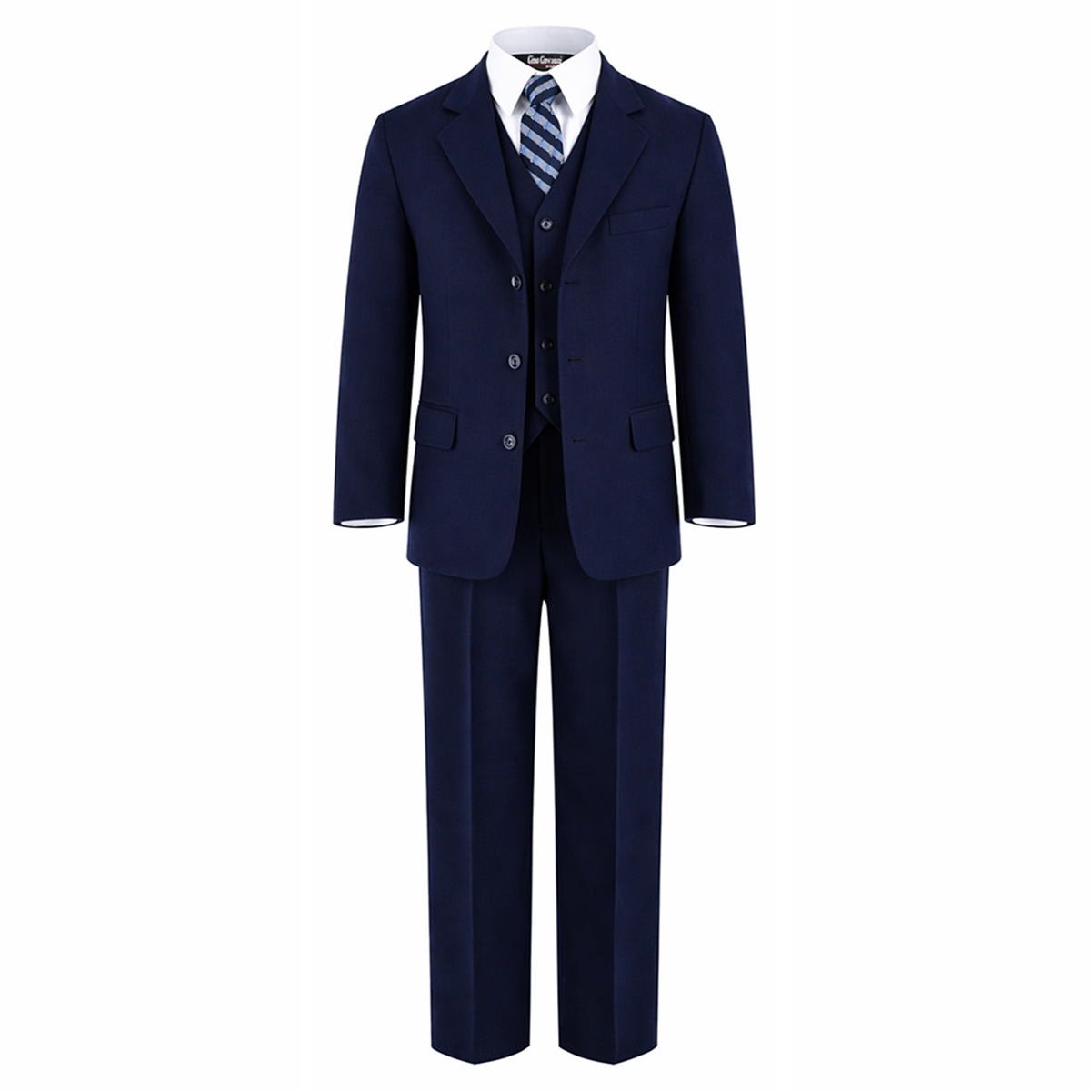 Gino Giovanni Boys 5 Piece Suit Set Wedding Ring Boy Formal Outfit Jacket Vest Pants Shirt Tie