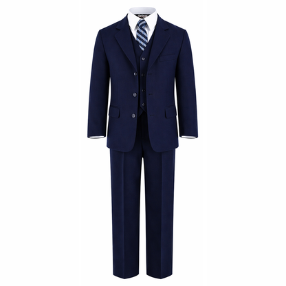 Gino Giovanni Boys 5 Piece Suit Set Wedding Ring Boy Formal Outfit Jacket Vest Pants Shirt Tie