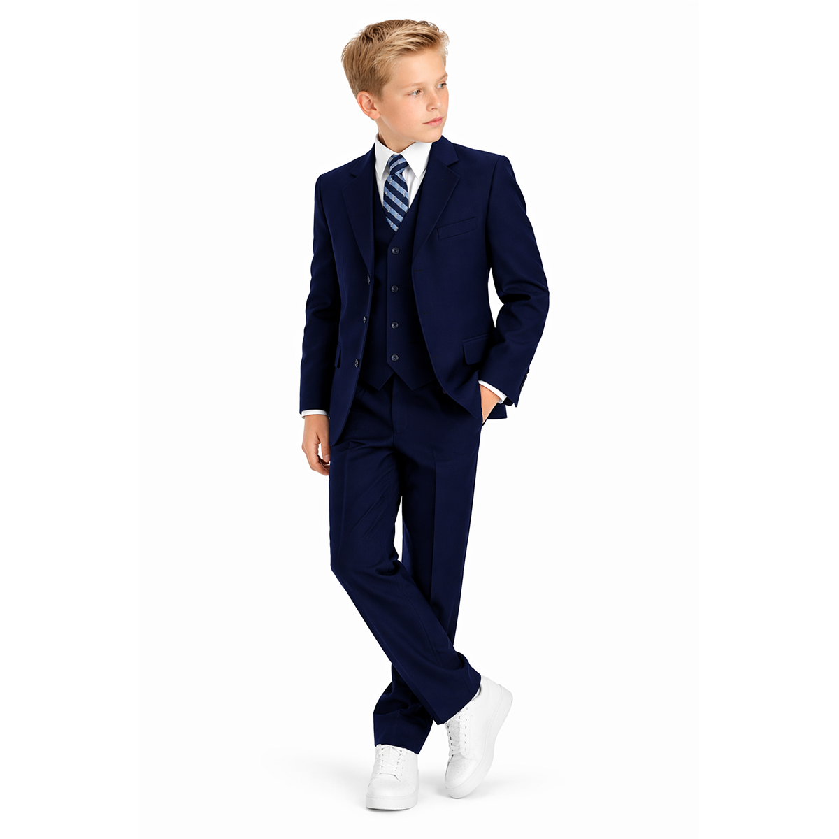 Gino Giovanni Boys 5 Piece Suit Set Wedding Ring Boy Formal Outfit Jacket Vest Pants Shirt Tie