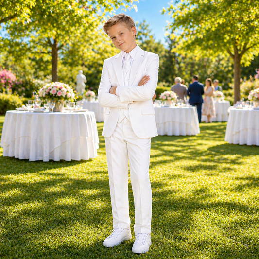 Gino Giovanni Boys 5 Piece Suit Set Wedding Ring Boy Formal Outfit Jacket Vest Pants Shirt Tie