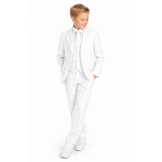 Gino Giovanni Boys 5 Piece Suit Set Wedding Ring Boy Formal Outfit Jacket Vest Pants Shirt Tie