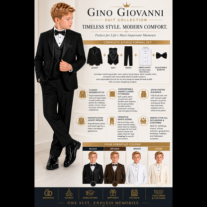 Gino Giovanni Boys' 5-Piece Tuxedo Set