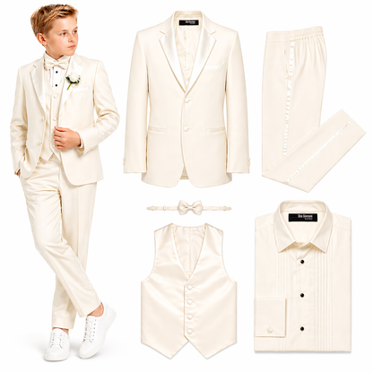 Gino Giovanni Boys' 5-Piece Tuxedo Set - Ivory - 20